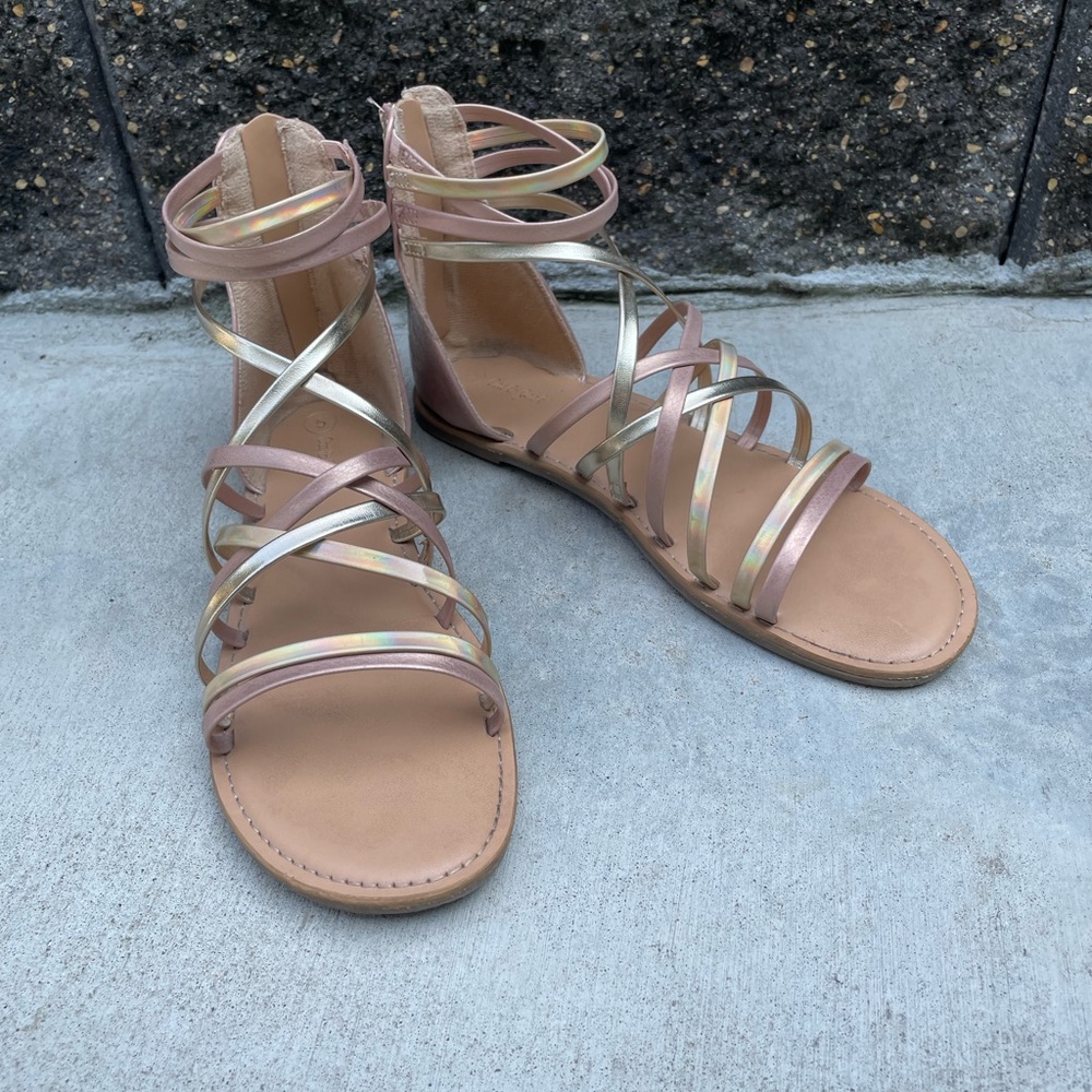 Girls metallic strappy sandals